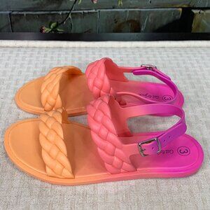 Cat & Jack Kids Size 3 Pink & Orange ombre Braided Strap Sandals